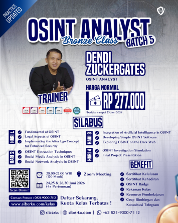 Reschedule OSINT ANALYST BRONZE CLASS BATCH 5